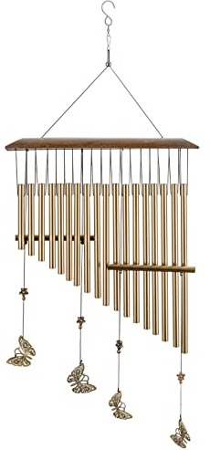 Windspiel, 75 cm Windspiel mit 18 Metallröhren Schöner Klang für Haus Veranda Garten Dekoration, Schmetterling Windspiel Geschenke für Frauen
