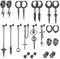 Dochais 22 Stück Damen Punk Ohrringe Set, Vintage Gothic Ohrstecker, Punk Kette Schwarz Knorpel Helix Ohrstecker, Spikes Rock Ohrringe für Club Halloween Party Männer Frauen