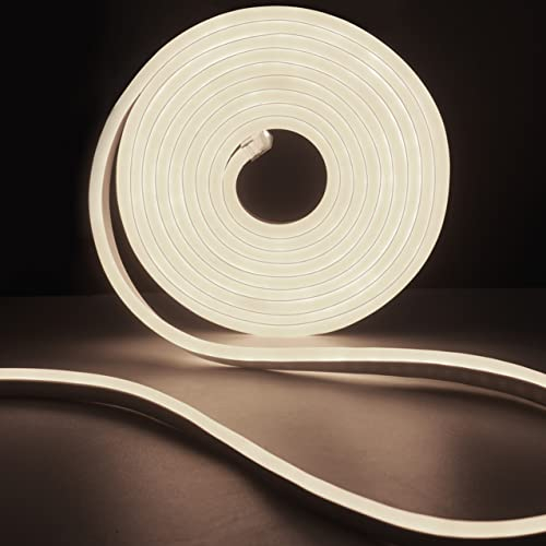 KSIBNW 230V 50m Neon LED Streifen Aussenbereich Neutralweiß 4000K, Led Strip 50m Mit Netzteil Und Led Controller, Flexibler Wasserdichter IP65 Neonlichtstreifen für Schlafzimmer, Innen Heim Küche Deko