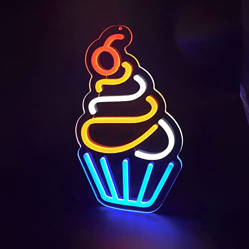 LED Neon Light Sign Home and Décor Neon LED Signage Wall Light Hanging Decoration for Kids Room, Living Room, Special Occasion and Holidays - Cupcake