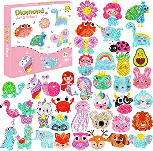 CHYEEH 5D Diamond Painting Set - 40 Stück DIY Tiermalerei Tiere Diamant Aufkleber Kit, Mosaik Set für Kinder und Erwachsene Anfänger