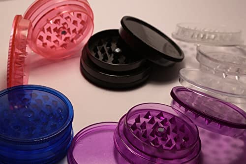 Plastic Herb Grinder 3 Part Magnetic Shark Teeth 60mm with Airtight Smell Proof Stash Storage (Purple)