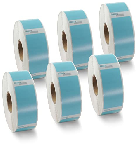 BETCKEY - 6 Rollen Blau Adressetiketten Kompatibel mit DYMO 11352(S0722520), 25mm x 54mm, 3000 Farbige Etiketten für LabelWriter 450, 4XL NICHT passend 550 oder 5XL