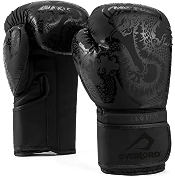 Overlord® Boxhandschuhe Legend I Kickboxing, Sparring, Box, MMA I Boxhandschuhe Männer I Boxing Gloves in verschiedenen Größen (Schwarz, 10 oz.)