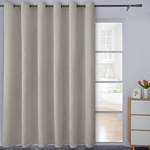 Easy-Going Linen Look Blackout Curtain 100x96 Inch Extra Wide Patio Sliding Door Curtain Solid Thermal Insulated Room Curtain for Bedroom, Living Room (1 Panel, Natural)