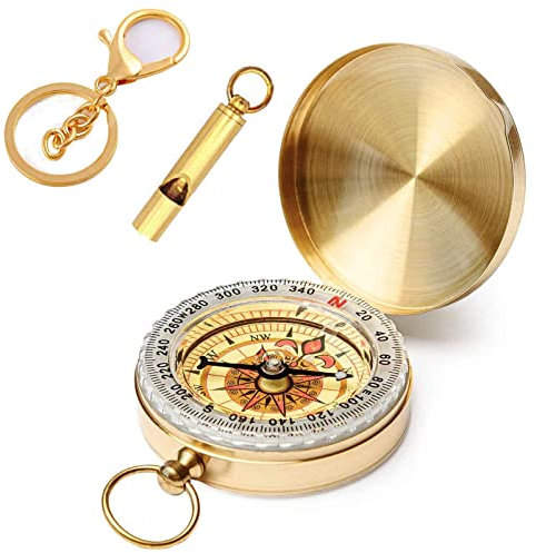 Kompassnavigation mit Leuchtfunktion, VEGCOO wasserdichter Militär-Kompass mit Distress-Pfeife & Schlüsselanhänger, Survival-Kompass-Ausrüstung für Camping, Wandern, Klettern, Marschieren,
