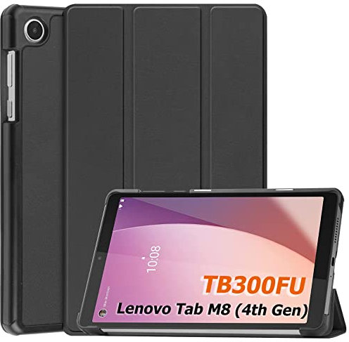 YRH for Lenovo Tab M8 4th Gen Case 8 inch 2023 2024 (TB300FU|TB301FU), Slim Light Folio Stand Hard Shell Cover for Lenovo M8 Tablet Case, Black