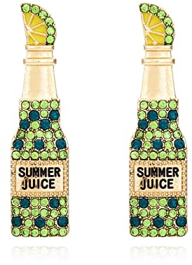 Creative Champagne Wine Glass Dangle Earrings Shining Crystal Rhinestone Pearl Beads Wine Bottle Earrings for Women Girls Jewelry, Metal, alloy