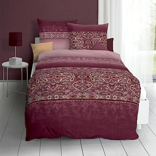 Kaeppel Biber Bettwäsche Kayla aubergine 1 Bettbezug 135 x 200 cm + 1 Kissenbezug 80 x 80 cm