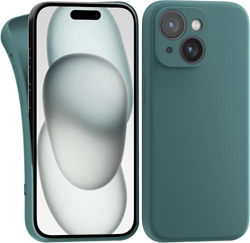 MyGadget Case for iPhone 15 - Cover Ultra Thin TPU - Soft Touch Rubber & Anti-Scratch Shell - Flexible Silicone - Matte Olive Green
