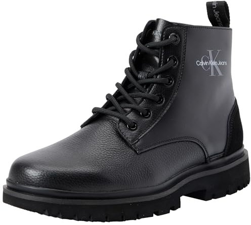 Calvin Klein Jeans Donna Stivali Mezza Gamba Eva Boot Mid Lace Up con Lacci, Nero (Triple Black), 38