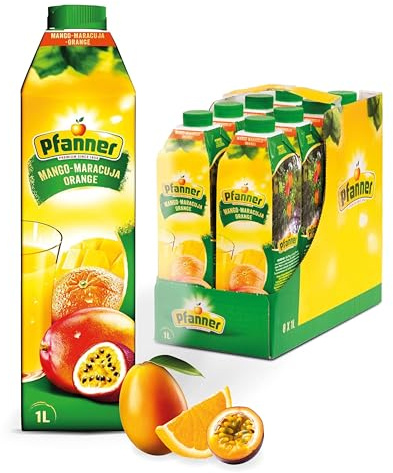 Pfanner Mango-Maracuja-Orangen Nektar im Vorratspack (8 x 1 l) - Süße Mango, spritzige Maracuja und sonnengereifte Orange - mit 25% Saftgehalt