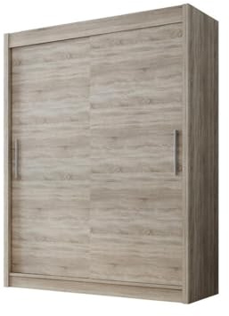 Easy4You D1 120 cm Trüffel Schiebetüren Kleiderschrank 120x200x58 cm Schlafzimmermöbel, Aufbewahrung - Mehrzweckschrank - Farbe: Trüffel