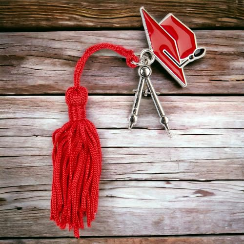Doni Bomboniere Laurea 48PZ Portachiavi con Compasso Nappina Confettata Pensierini Aprifesta Gadget Architettura Ingegneria E Tocco Rosso Idee Regalo Complete Originali Economiche