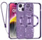 Kokio Magnetica per iPhone 14 Plus Cover Glitter,Con 2 * Vetro Temperato e 1* Cordini,Compatibile con MagSafe,Glitterata Custodia per Womem Girl,Con Protezione dell Obiettivo Fotocamera,Lilla