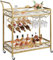 HAUSPROFI Servierwagen 2 Ebenen, Küchenwagen, Servierwagen mit Rollen, Barwagen mit Weinregal, Rollwagen Küche, Küchenregal, Stahlrahmen, Industrie-Design, Gold