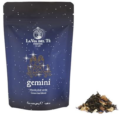 La Via del Tè - Tè verde Gemini - sacchetto 50 gr - fresco, con gelsomino, lime, ciliegia e mango - ottimo caldo o freddo
