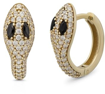 SuzanGold® Ohrringe Damen | Echtgold Princess Snake Huggies 333 Echtgold mit Zirkonia | Exklusiver Schlangen-Design Ohrschmuck | Handgefertigt