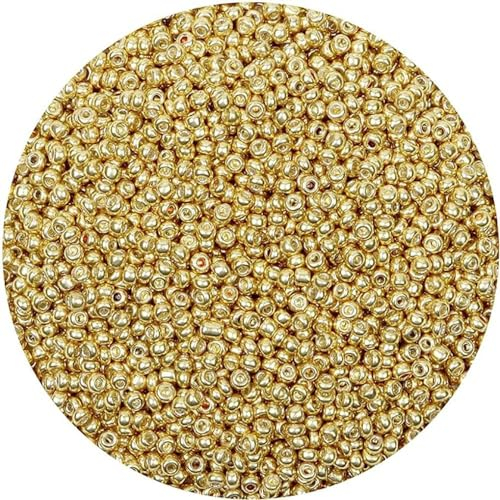 Glasperlen 4mm 2000 Stücke Pony Perlen für Armbänder, 6/0 Kleine Goldene Perlen für Machen Schmuck Ohrring Armbänder Halskette