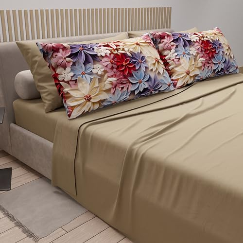 PETTI Artigiani Italiani - Bettwäsche aus Baumwolle mit Kissenbezügen mit Digitaldruck, Bettwäsche für französisches Bett, Bali, 100% Made in Italy