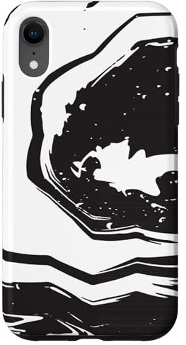 iPhone XR Elegant Abstract White Black Swirl Monochrome Pattern Case