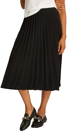 Tommy Hilfiger Damen Rock Fluid Pleated Pull On Midi Faltenrock, Schwarz (Black), 36