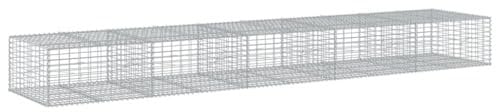 vidaXL Cesto Gabbione con Copertura 500x100x50 cm in Ferro Zincato, Muro di gabbione, Muro di Sostegno a gabbione, Recinzione di gabbione, gabbione