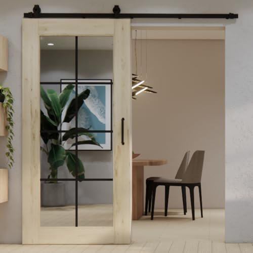 Porte coulissante en bois chêne avec miroir SZPROS MIROIR (brut, 100x210)