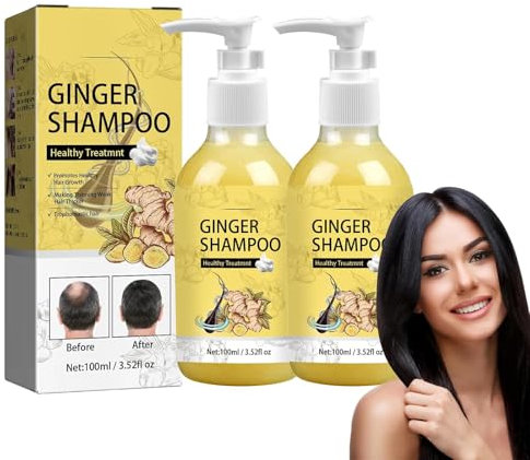 2Pc Ginger Hair Regrowth Shampoo,Ingwer Anti-Schuppen-Shampoo,Haarshampoo,Haarwachstum Shampoo,Shampoo Gegen Haarausfall,Hair Growth Natürliches Kräutershampoo,Gegen Juckende & Trockene Kopfhaut