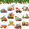Bucherry 24 Stück Bau-Weihnachtsschmuck, LKW-Ornamente, Holzbagger, Weihnachtsschmuck mit Seil-LKW, hängende Holzschilder für Weihnachtsbaum, Zuhause, Weihnachtsdekoration