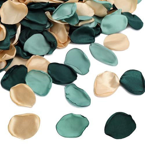 Milifox 200 Stück Rosenblätter Deko,Blütenblätter Hochzeit,Rosenblätter Künstlichr für Hochzeit,Valentinstag,Party,Tischdekoration,Romantische Nacht,Wiederverwendbare,Dunkles Grün