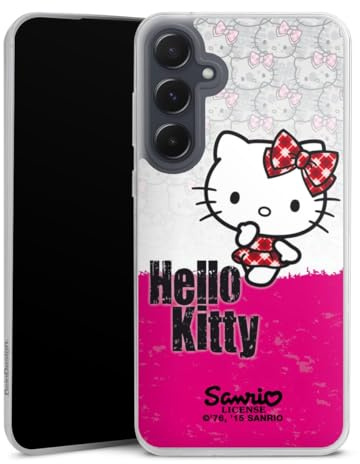 Slim Case kompatibel mit Samsung Galaxy A 55 5G Silikon Handyhülle transparent Hülle extra dünn Hello Kitty Fanartikel Kawaii