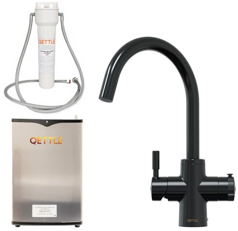 QETTLE Original 4-in-1 Instant Boiling Water Tap | True Boiling, Filtered Cold, Mains Hot & Cold (Black, 7 Litre Boiler)
