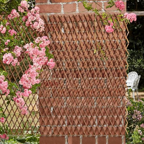Extendable Willow Trellis Natural Garden Expanding Plant Support Weather Resistant (180cm x 90cm pack of 2)