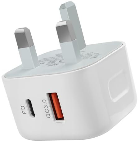 For iphone Charger Fast Charge，20W USB C and USB Wall Charging Plug Adapter UK for iPhone 16/Plus/Pro Max/15/Plus/Pro/Pro Max/14/Pro/Pro Max/13/Pro Max/12/11