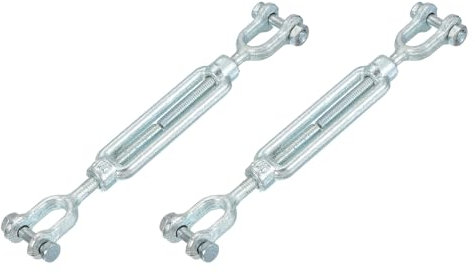 sourcing map 2Pcs M10(3/8) Jaw and Jaw Turnbuckles Wire Rope Tension, Galvanized Steel Turnbuckle Adjustable Cable Tensioner for Shade Sail, Clothesline, 3200 lbs Working Load Limit
