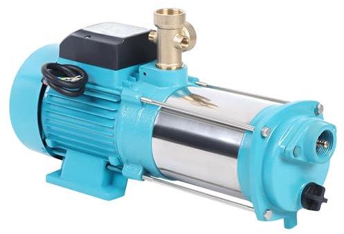 CHIMHOON 1300W Kreiselpumpe, Hauswasserwerk Druckschalter 9,8bar, 4000L/H Gartenpumpe, Hauswasserwerkpumpe, Strahlpumpe, Wasserpumpe Edelstahl 230V, Pumpe