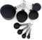 8-Piece Black Measuring Set – 4 Cups & 4 Spoons with Durable Metal Handles, BPA-Free Nylon for Liquids & Solids