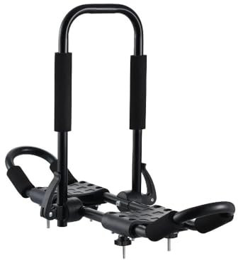 ATATKRT Barres de Toit 1 Paire J-Bar Barres de Toit Souples Support d'arrimage supérieur for Kayak Planche de Surf canoë Sup Ski Planche à Monter sur Voiture S