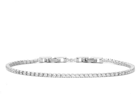 Tennis Bracelets for Women 2mm Dainty 14K Gold Plated Cubic Zirconia Silver Tennis Bracelet Sparkly Rhinestone Necklace Simulated Diamond Bracelets Thin Tennis Bracelet for Women Men