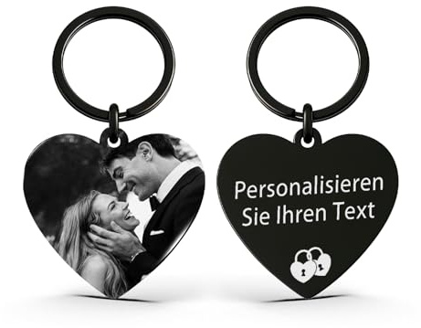 AAQ Schlüsselanhänger Personalisiert Foto - Schlüsselanhänger mit Foto aus Edelstahl, Personalisierte Geschenke zum Geburtstag und zu Weihnachten für Frauen und Männer