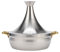 HAJHI Anti-Adhésif Tajine Induction 304 Acier Inoxydable Plat Tajine pour Hôtels Marmite avec Poignées pour Cuisinières à Gaz(Silver,24cm)