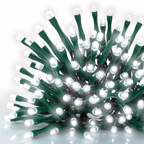 EMOS LED-Lichterkette kaltweiß für Innen und Außen, 8m lange IP44 Weihnachtslichterkette mit 80 LEDs + 5m Zuleitung und Netzteil, 8 Modi und 6h Timer Funktion, für Party, Weihnachten, Deko