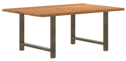 Qnhdfrt Esstisch Hellbraun Massivholz Eiche Rechteckig 180x120x74 cm Großer Holz Tisch für Esszimmer Küche Balkon mit Verstellbaren Füßen