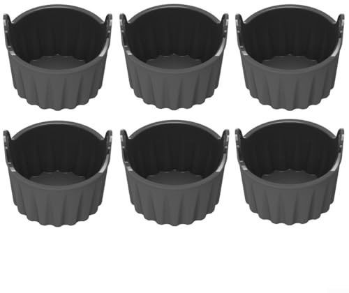 Pirottini in silicone, 6 pezzi, per friggitrice ad aria, adatti al forno, non per muffin, portauova per cuocere, cupcake, dessert (6,5 x 7 cm)