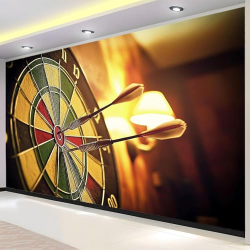 Buohwiwe Mural Wallpaper Darts, 3D Effect Panoramic Photo Wallpaper Dartboard Non-Woven Murals 300x210 cm Art Print Wall Poster Mural Bedrooms Living Room Modern Decoration q.7032