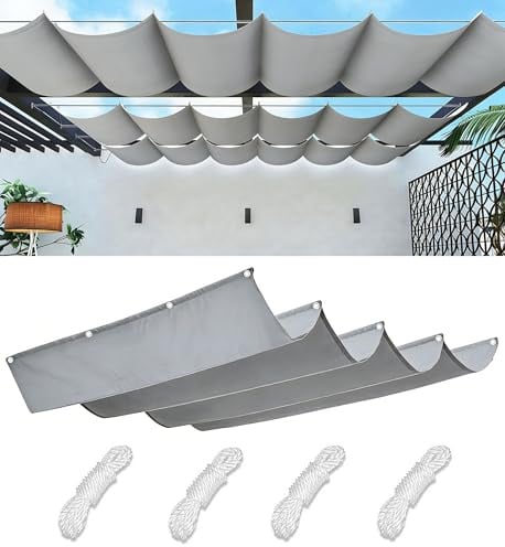 Tenda a Vela Parasole a Onda Retrattile Vela Ombreggiante Impermeabile Tenda a Vela Giardino Protezione UV Tende da Sole con Corda di Nylon e Occhiellato per Esterno Giardino 3.4x4.5M Grigio chiaro