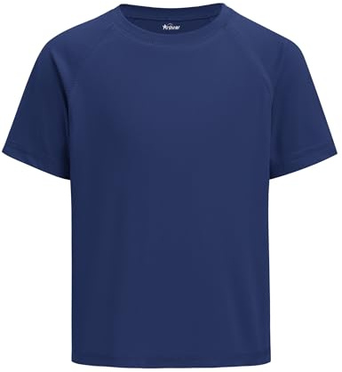 Arshiner T-Shirt Anti UV Kids UPF 50+ à Manches Courtes pour Garçon Maillot De Bain D'été Col Rond Séchage Rapide Bleu Marine 7-8 Ans