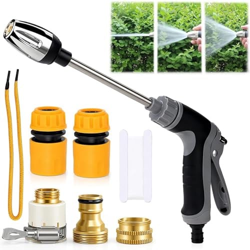 Power Jet Hochdruckpistole, Hochdruckpistole für Gartenschlauch, Hochdruckdüse für Gartenschlauch mit Regulierbarem Wasserstrahl, Gartenbrause für Autowäsche, Bodenreinigung und Gartenpflege