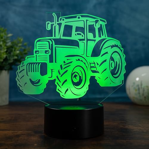 SpadinsLaserDreams Traktor LED Lampe – Traktor Deko Kinderzimmer, Bauernhof Lampe, Geschenk für Kinder Jungen & Landwirte, dimmbar mit Fernbedienung, Farbwechsel